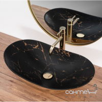 Прямокутна раковина на стільницю Rea Royal In Black Marble Gold REA-U8008 золото/чорний мармур