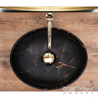 Овальная раковина на столешницу Rea Sofia In Black Marble Gold REA-U8012 черный мрамор/золото