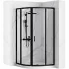 Напівкругла асиметрична душова кабіна Rea Look Black REA-K7900 профіль чорний/прозоре скло