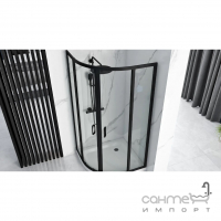 Напівкругла асиметрична душова кабіна Rea Look Black REA-K7900 профіль чорний/прозоре скло