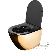 Безободковый подвесной унитаз с сидением softclose Rea Carlo Mini Rimless REA-C8990 золото/черный
