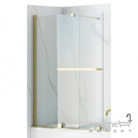 Шторка с полотенцедержателем, на ванну Rea Fabian REA-K6527 золото браш/прозрачное стекло