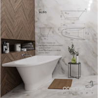 Пристенная ассиметричная ванна из литого мрамора Studio Stone Albis L 1700x900 белая, левосторонняя