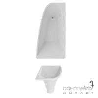 Пристінна асиметрична ванна із литого мармуру Studio Stone Albis R 1700x900 біла, правостороння