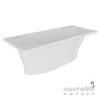 Прямокутна пристінна ванна з литого мармуру Studio Stone Caroni 1500x800 біла