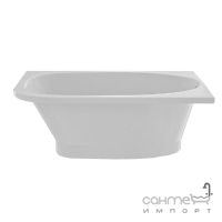 Пристенная ассиметричная ванна из литого мрамора Studio Stone Caura L 1500x800 белая, левосторонняя