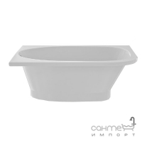 Пристенная ассиметричная ванна из литого мрамора Studio Stone Caura R 1500x800 белая, правосторонняя