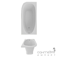 Пристінна асиметрична ванна із литого мармуру Studio Stone Caura R 1700x800 біла, правостороння