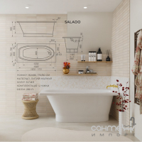 Прямоугольная ванна из литого мрамора Studio Stone Salado 1700x800 белая