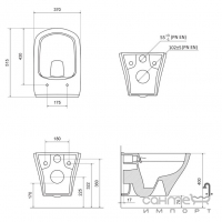 Безободковый подвесной унитаз с сидением Ravak Classic X01671 + инсталляция G II X01703 без панели