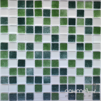 Стеклянная мозаика 31,7x31,7 АкваМо MX25-1/05-2/12/14 бело-зеленая матовая микс