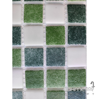 Скляна мозаїка 31,7x31,7 АкваМо MX25-1/05-2/12/14 біло-зелена матова мікс