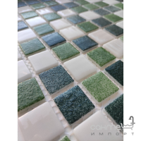 Скляна мозаїка 31,7x31,7 АкваМо MX25-1/05-2/12/14 біло-зелена матова мікс