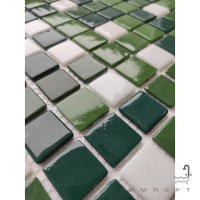 Скляна мозаїка 31,7x31,7 АкваМо MX25-1/05/12/13/14 біло-зелена глянцева мікс
