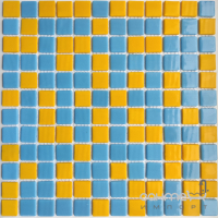 Стеклянная мозаика 31,7x31,7 АкваМо MX25-1/02/11 желто-голубая глянцевая микс