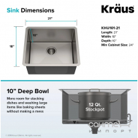 Прямокутна кухонна мийка під стільницю, з нержавіючої сталі Kraus Standart Pro KHU101-21
