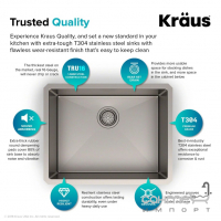 Прямоугольная кухонная мойка под столешницу, из нержавеющей стали Kraus Precision KHU101-23 сатин
