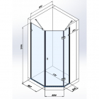 Пентагональна душова кабіна Studio Glass Viktoria 587x550x245x2000 хром/прозоре скло