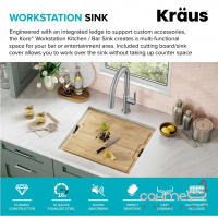 Прямокутна кухонна мийка під стільницю, з нержавіючої сталі Kraus Kore KWU111-21 сатін
