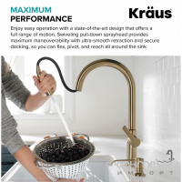 Смеситель для кухни с вытяжным изливом Kraus Oletto KPF-2820SFACB бронза антик шампань