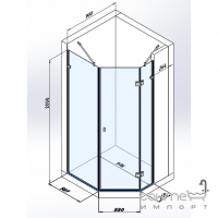 Пентагональная душевая кабина Studio Glass Viktoria 587x550x245x2000 хром/прозрачное стекло