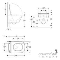 Безободковий підвісний унітаз із сидінням softclose Geberit Smyle Square Rimfree 500.685.01.1 білий