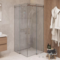 Квадратна душова кабіна Studio Glass Dettifoss 1000x1000x2000 хром/прозоре скло, ручка рейлінг