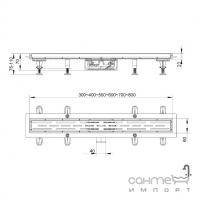 Линейный душевой трап ITAL 700 IT13-FT01/700 решетка нержавеющая сталь