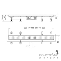 Линейный душевой трап ITAL 400 IT03-FT10/400 решетка нержавеющая сталь