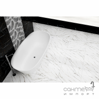 Настенная плитка под мрамор с декором 600х300 Golden Tile Nero E Bianco Leaf NBС16 белая (перья)