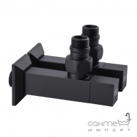 Комплект угловых кранов для полотенцесушителя 1/2 Solomon Chrome Lux Cube Black 8888 матовый черный