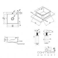 Квадратна кухонна мийка з дозатором Lidz Handmade LDH5050BRU35375 нержавіюча сталь браш
