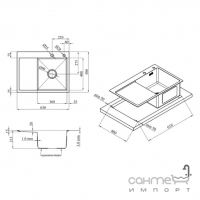 Прямокутна кухонна мийка на одну чашу із сушкою Lidz Handmade L LDH6350BRUL45588 сталь браш