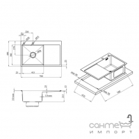 Прямокутна кухонна мийка на одну чашу із сушкою Lidz Handmade L LDH7849BRUL45592 сталь браш
