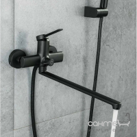 Змішувач для ванни з довгим виливом Frap F2267-6 матовий чорний