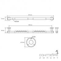 Поручень для ванної кімнати 60 см Bemeta Omega 104507681 хром/чорний