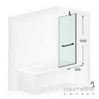 Душевая штока на ванну Liberta Leverk 800x1500 матовый черный/прозрачное стекло, полотенцедержатель