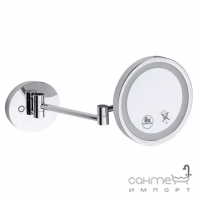Настенное косметическое зеркало с LED-подсветкой, сенсором и пятикратным увеличением Bemeta 112101149 хром