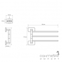 Держатель для полотенец тройной поворотный 35 см Bemeta Niki 153104112 хром