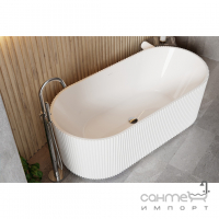 Овальна окрема акрилова ванна з рифленим бортом Besco Giuliana 1700x800 біла