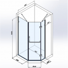 Пентагональна душова кабіна Studio Glass Viktoria 992/610x992/260x2000 хром/прозоре скло