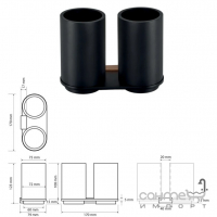 Настенный держатель с двум стаканами Bemeta Galla 108110020 матовый черный/кофейное золото