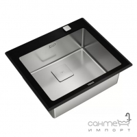Прямоугольная кухонная мойка Teka Diamond 1B BK 115000075 нержавеющая сталь/черное стекло