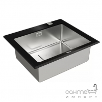 Прямоугольная кухонная мойка Teka Diamond 1B BK 115000075 нержавеющая сталь/черное стекло