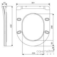 Сидение для унитаза дюропласт slim soft-close Qtap Swan Ultra/Jay Ultra QT99SC5179W белое