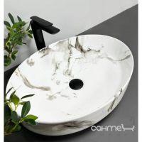 Овальна раковина на стільницю VBI Undine Carrara Shyni Gloss VBI-012101 білий мармур карррара