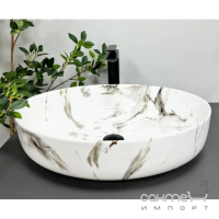 Овальная раковина на столешницу VBI Undine Carrara Shyni Gloss VBI-012101 белый мрамор каррара