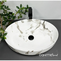 Овальная раковина на столешницу VBI Undine Carrara Shyni Gloss VBI-012101 белый мрамор каррара