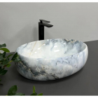 Овальная раковина на столешницу VBI Veneto Granit VBI-012806 бело-синяя