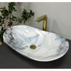 Овальна раковина на стільницю VBI Turin Granit Glossy VBI-011507 біло-синій граніт